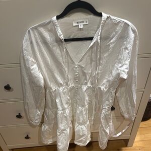 Missguided White Peplum Blouse with V-Neck